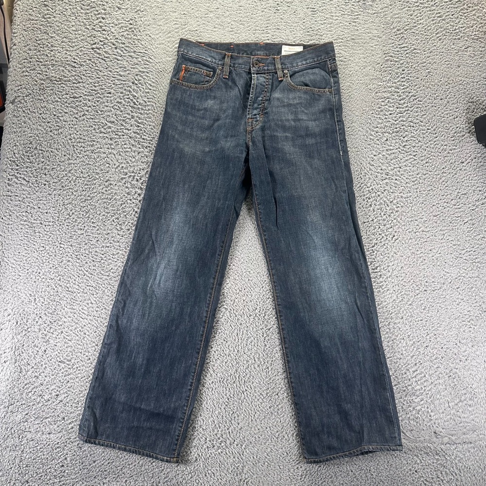 Hugo Boss Jeans Men 31x32 Blue Cotton Denim Straight Baggy Streetwear Button-Fly